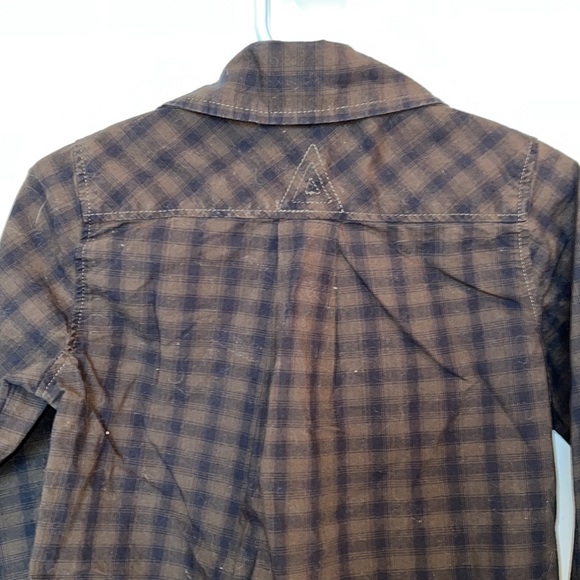 EGG button down shirt for boys, size 5.  Brown & blue. - Picture 5 of 5